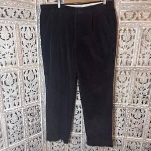 Vintage THOMSON Men's Tan Wide Cords Flat Front Dark Brown Corduroy Pants 38x32